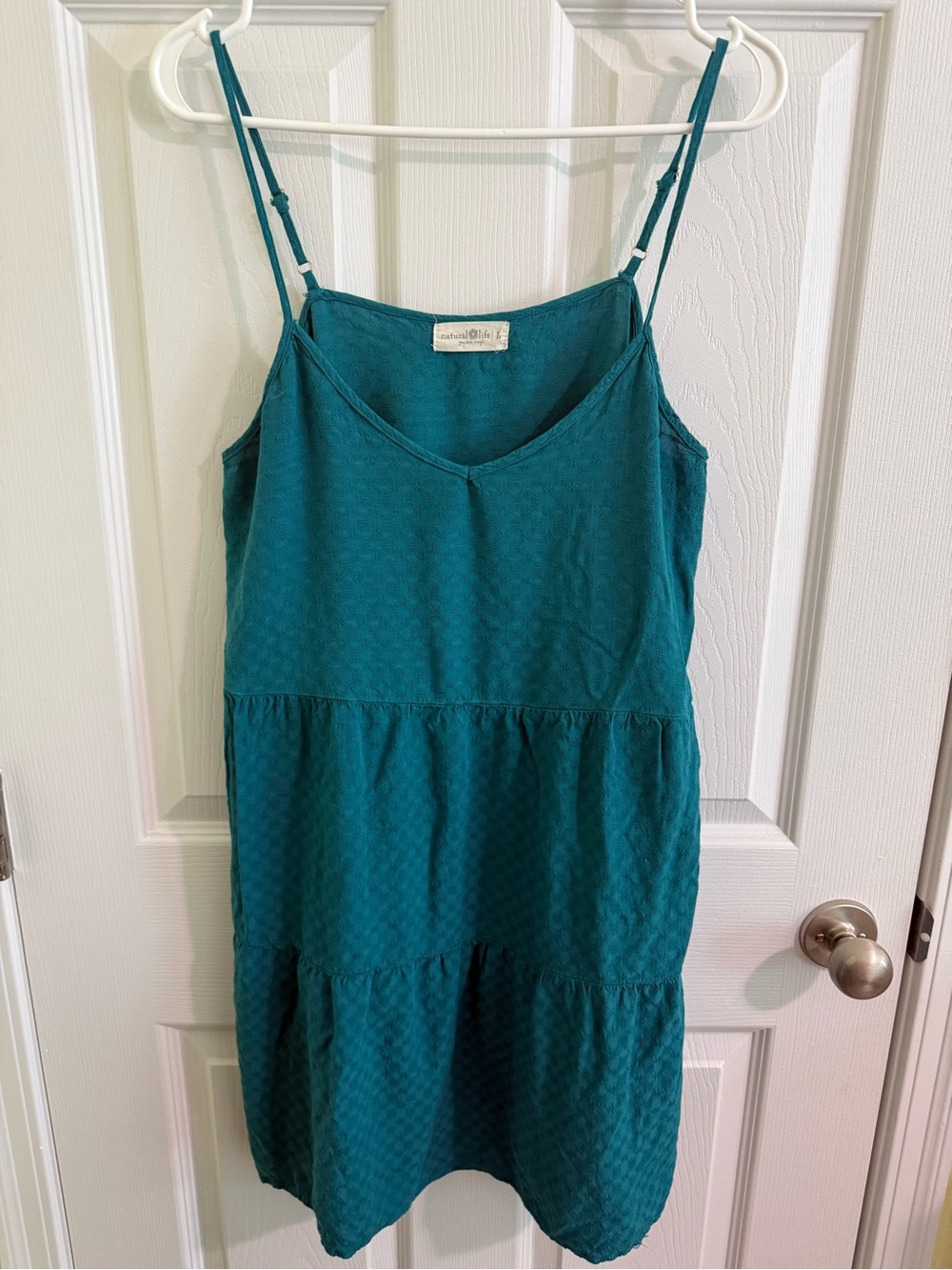 NATURAL LIFE Teal Tiered Spaghetti-Strap Mini Dress